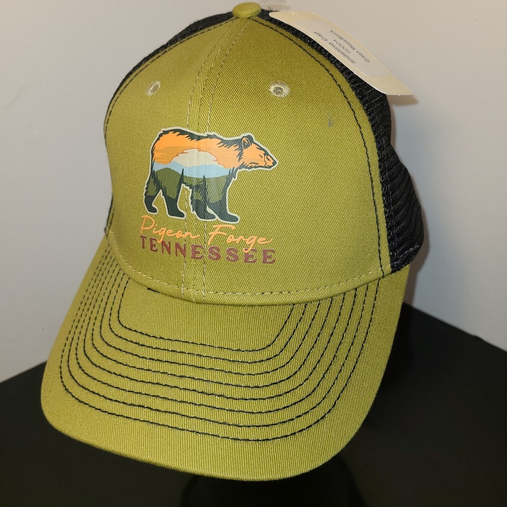 NWT Pigeon Forge Tennessee Snapback Truckers Hat Olive Black Hike Camp Outdoors